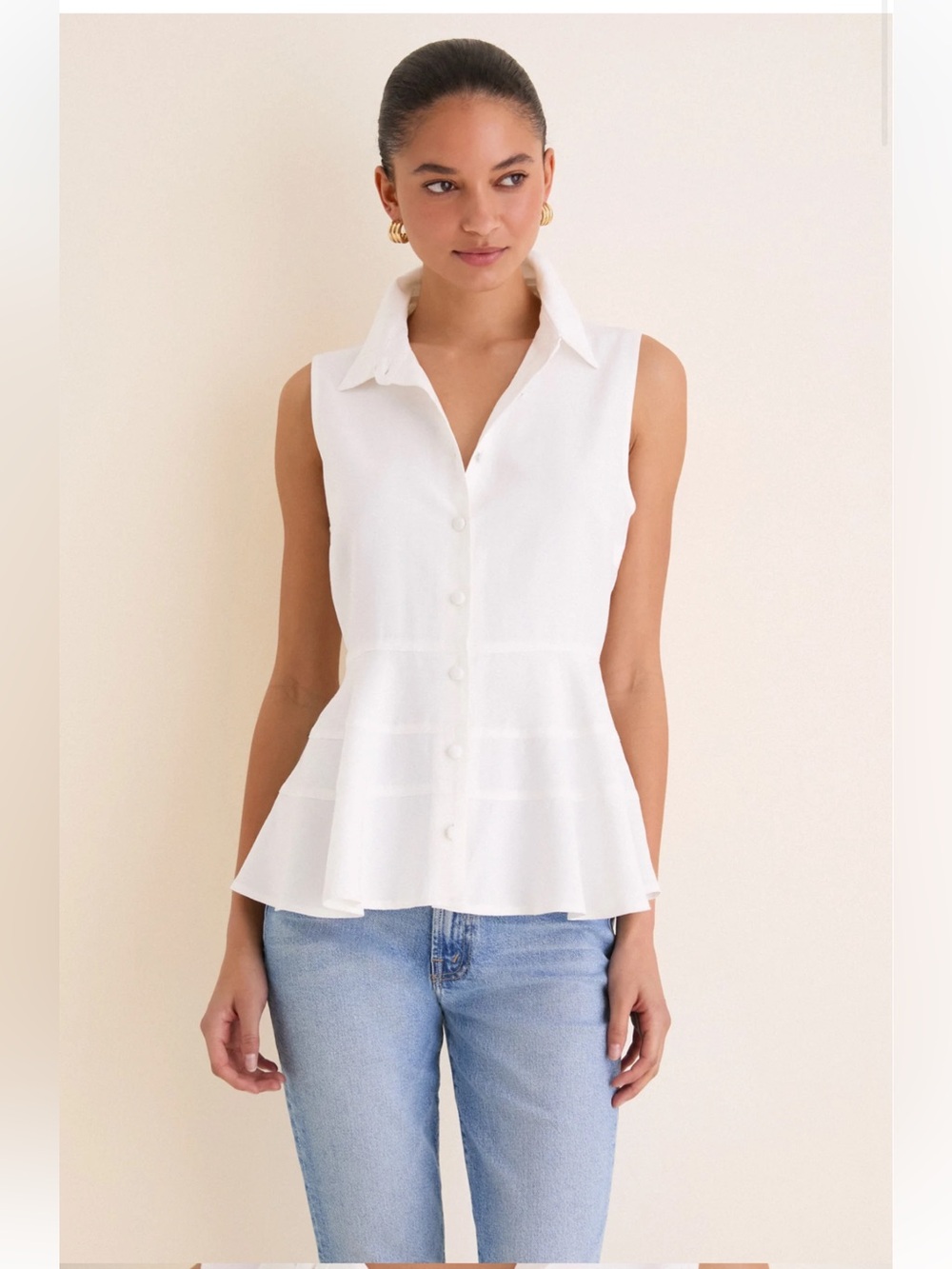 POMANDER PLACE White Sleeveless Ashlen Blouse